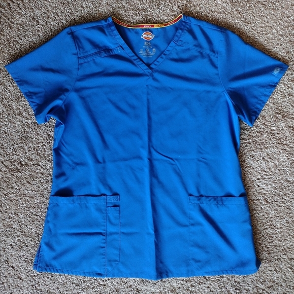 Dickies Women's Blue V-Neck Scrub Top - Picture 1 of 10